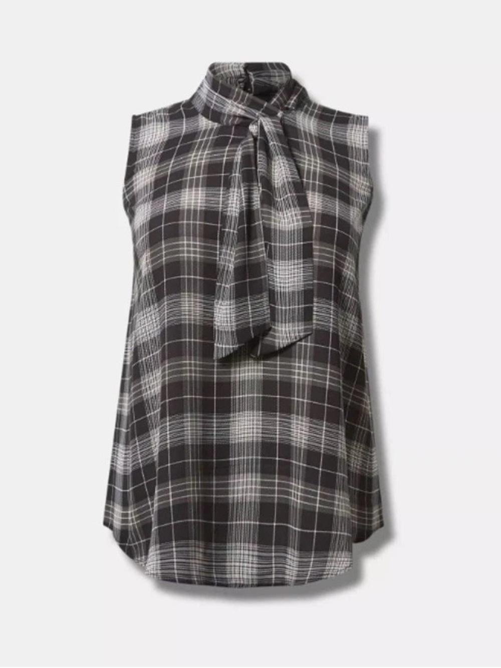 torrid Black and White Plaid Tie-Neck Sleeveless Camisole
